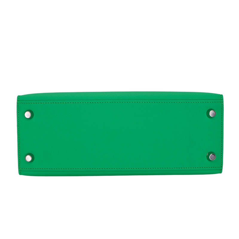 Hermès 25cm Kelly Sellier Vert Comics Epsom Leather Palladium Hardware