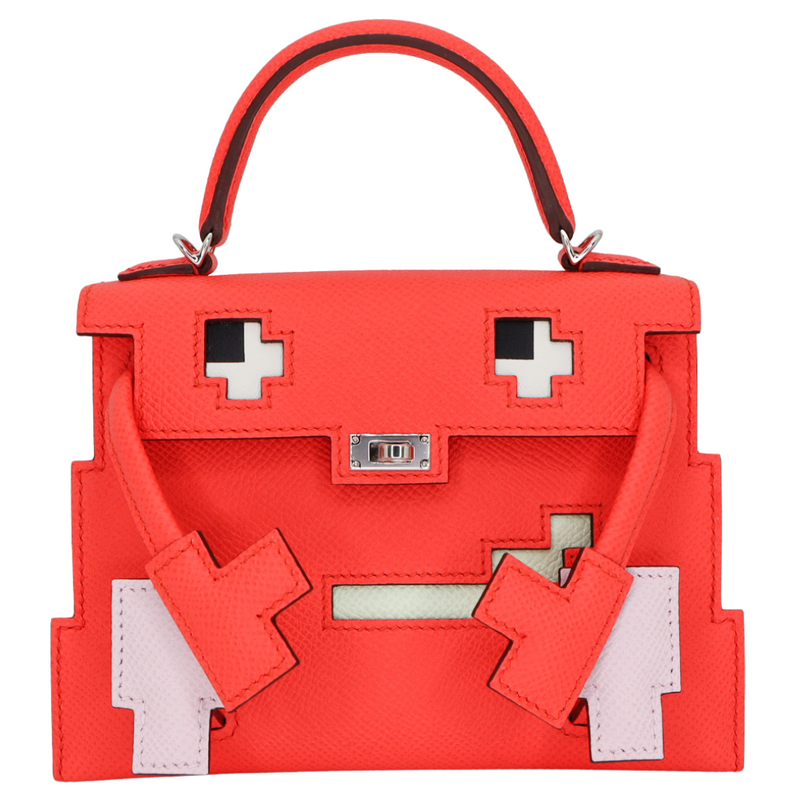 Hermès Kelly Doll Picto Rose Mexico Epsom Leather Palladium Hardware