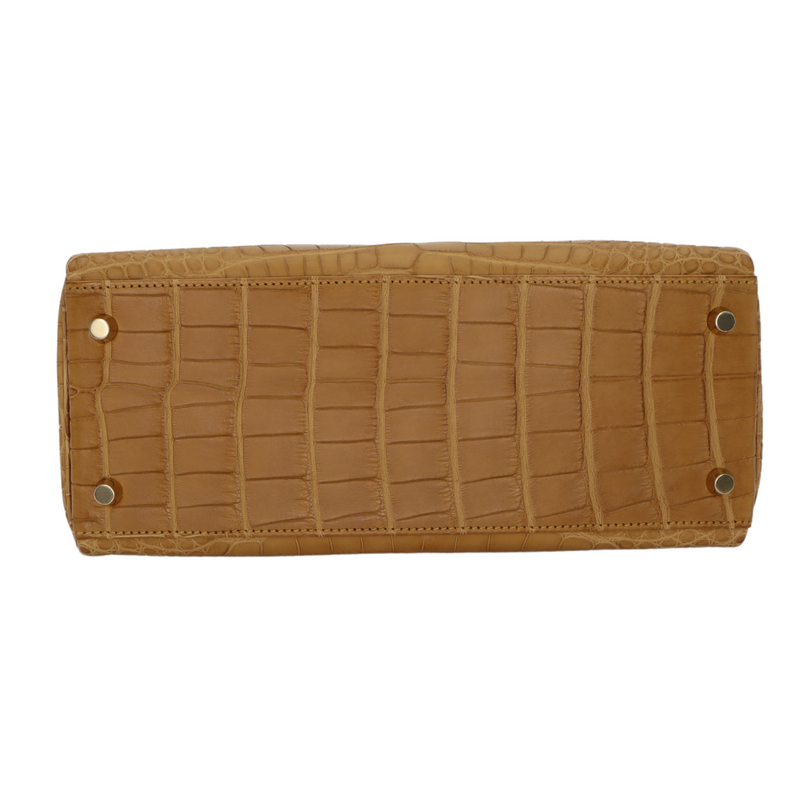 Hermès 28cm Kelly Retourne Kraft Matte Alligator Gold Hardware