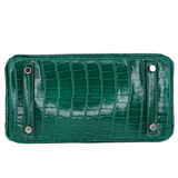 Hermès 25cm Birkin Emerald Shiny Alligator Palladium Hardware
