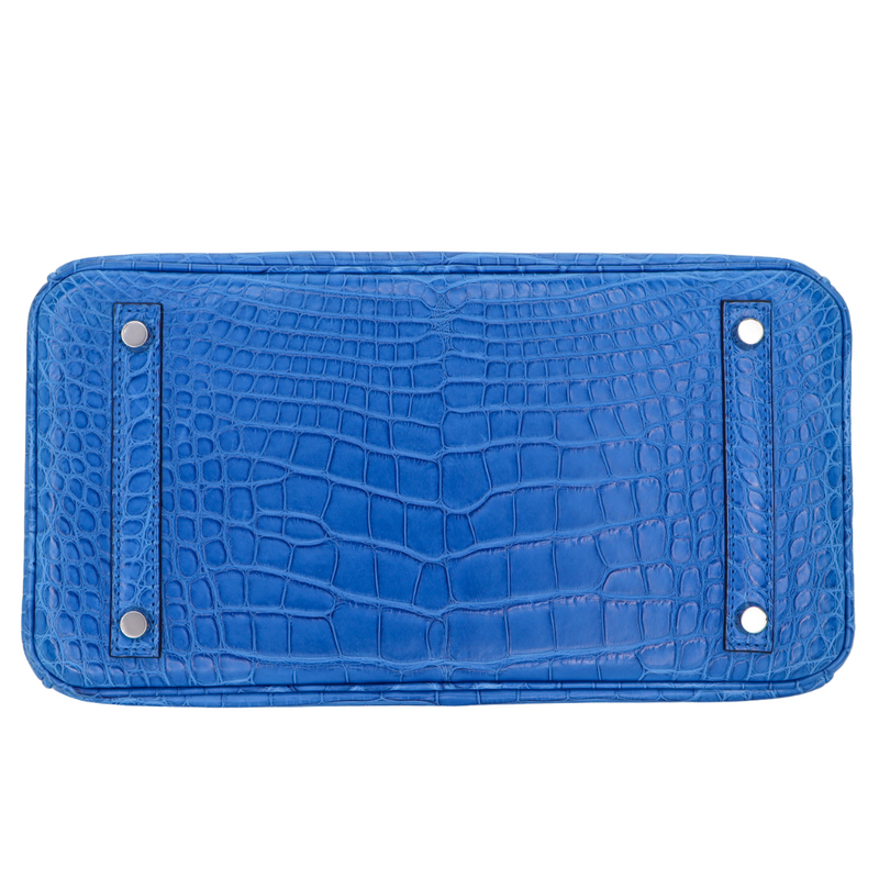 Hermès 30cm Birkin Bleu Zellige Matte Alligator Palladium Hardware