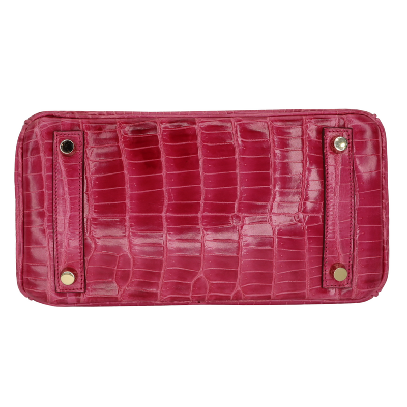 Hermès 25cm Birkin Rose Tyrien Shiny Niloticus Crocodile Gold Hardware