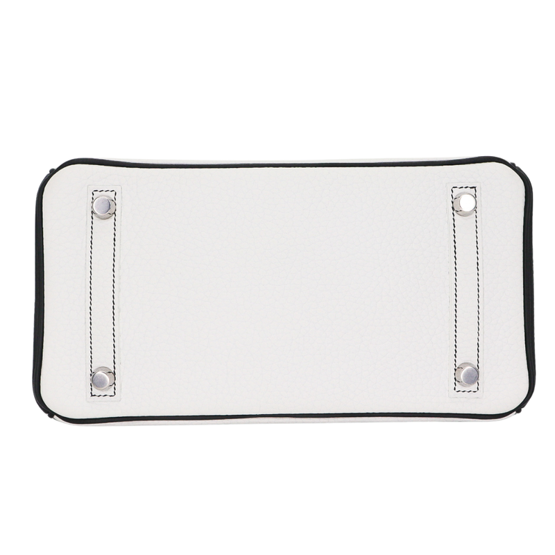 Hermès 25cm Birkin HSS White/Black Clemence Leather Brushed Palladium Hardware