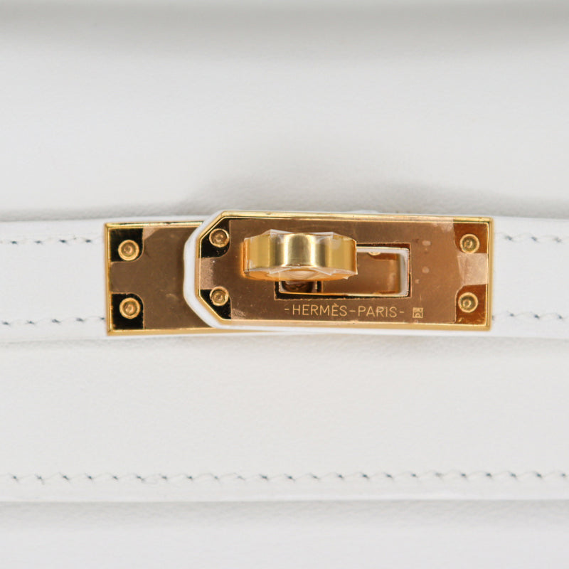 Hermès Kelly Pochette Blanc (White) Swift Leather Gold Hardware