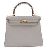 Hermès 25cm Kelly Retourne Gris Pale Togo Leather Gold Hardware