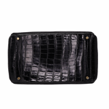 Hermès 40cm HAC Black Shiny Porosus Crocodile Gold Hardware