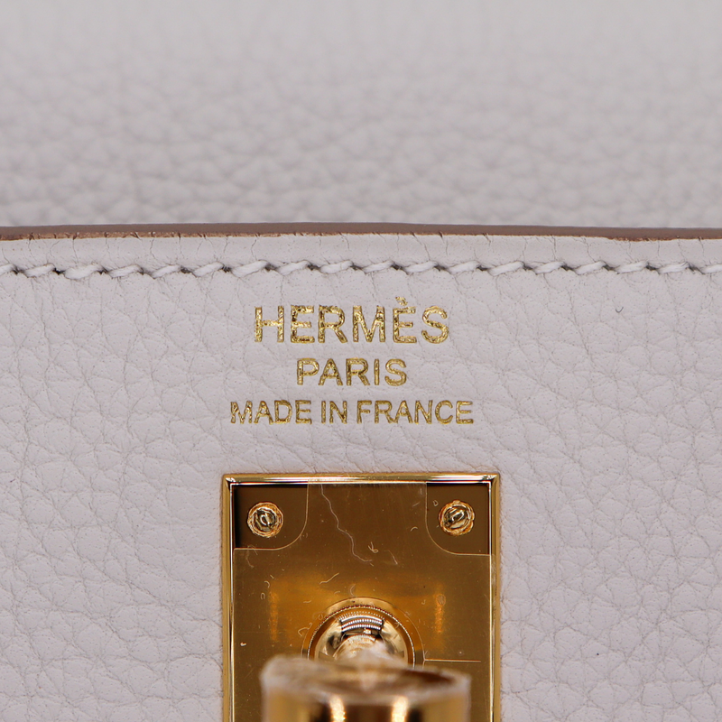 Hermès 25cm Kelly Retourne Gris Pale Togo Leather Gold Hardware