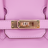 Hermès 25cm Birkin Mauve Sylvestre Swift Leather Rose Gold Hardware