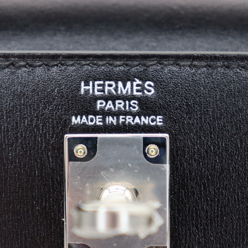 Hermès 25cm Kelly Sellier Black Box Calf Leather Palladium Hardware