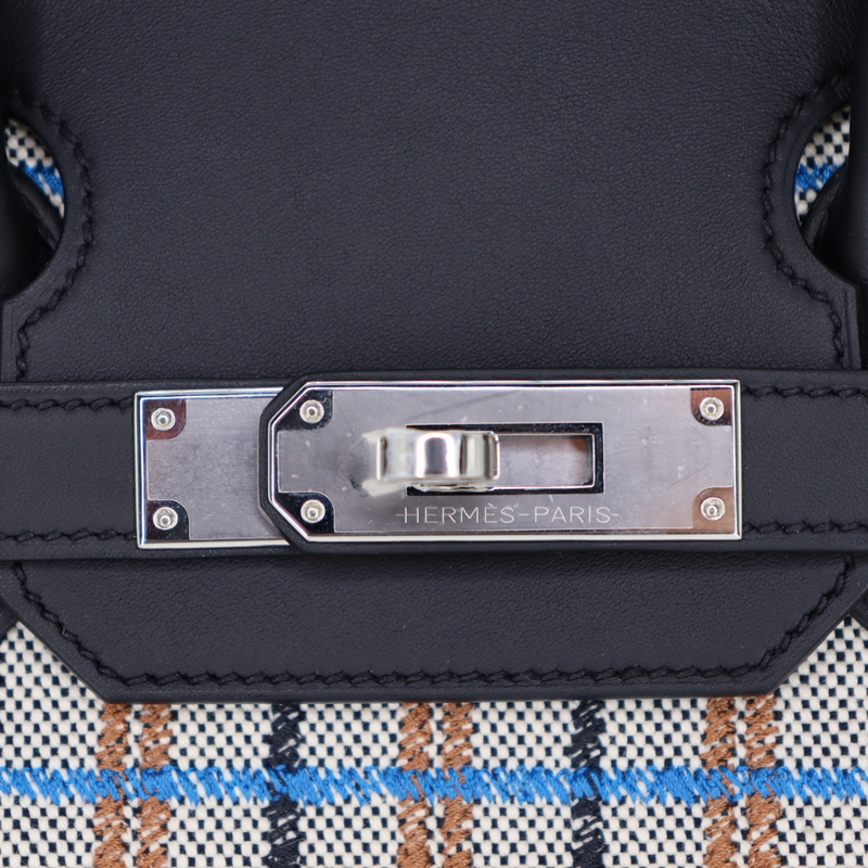 Hermès 29cm Birkin Shoulder Embroidered Canvas/Swift Ecru Leather Palladium Hardware