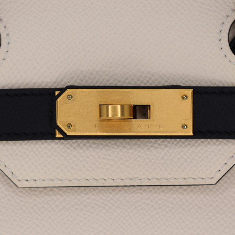 Hermès 30cm Birkin Sellier HSS Craie/Black Epsom Leather Brushed Gold Hardware