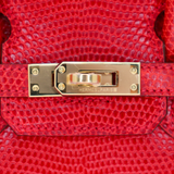 Hermès 25cm Birkin Rouge Exotic Lizard Gold Hardware