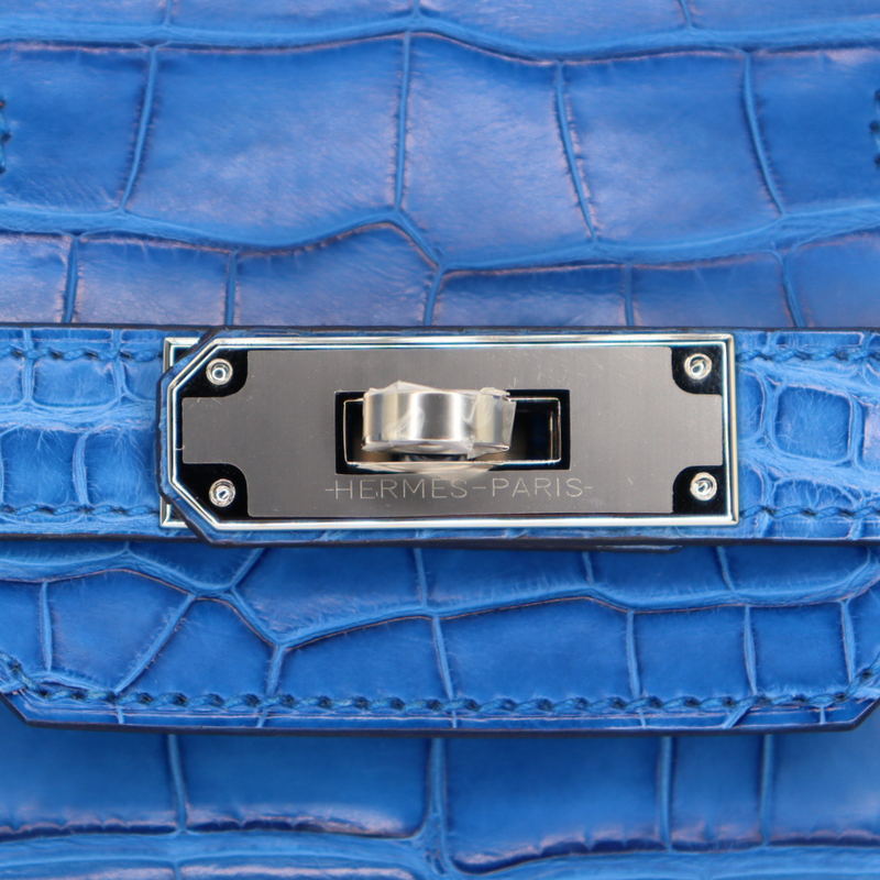 Hermès 30cm Birkin Bleu Zellige Matte Alligator Palladium Hardware