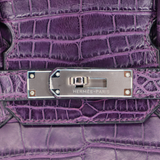 Hermès 30cm Birkin Amethyst Matte Alligator Palladium Hardware