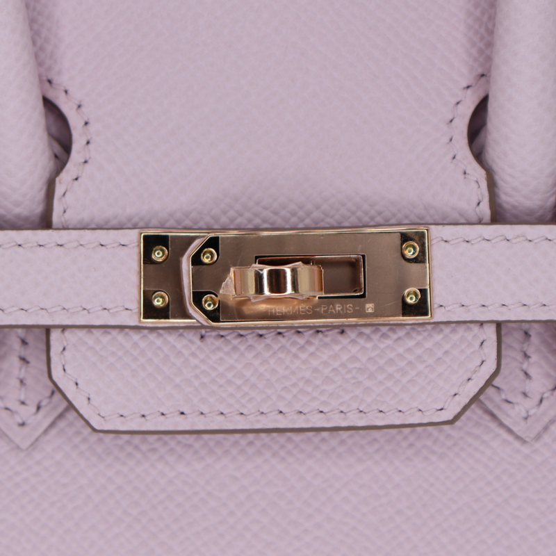 Hermès 25cm Birkin Sellier HSS Mauve Pale/Gris Perle Epsom Leather Rose Gold Hardware