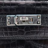 Hermès Kelly Pochette Black Matte Niloticus Crocodile Palladium Hardware