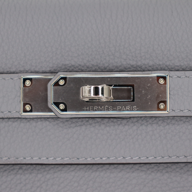 Hermès 28cm Kelly Retourne Gris Pantin Togo Leather Palladium Hardware