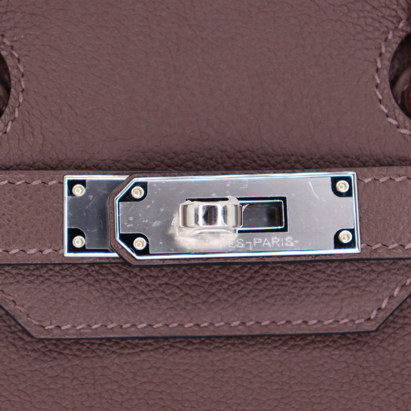 Hermès 29cm Birkin Shoulder Light Moka Evercolor Leather Palladium Hardware