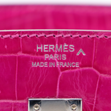 Hermès 25cm Birkin Rose Scheherazade Shiny Porosus Crocodile Palladium Hardware