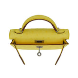 Herm�s Kelly Mini II Jaune Citron Ostrich Palladium Hardware