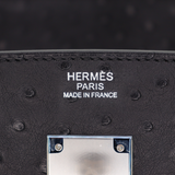 Hermès 30cm Birkin Black Ostrich Palladium Hardware