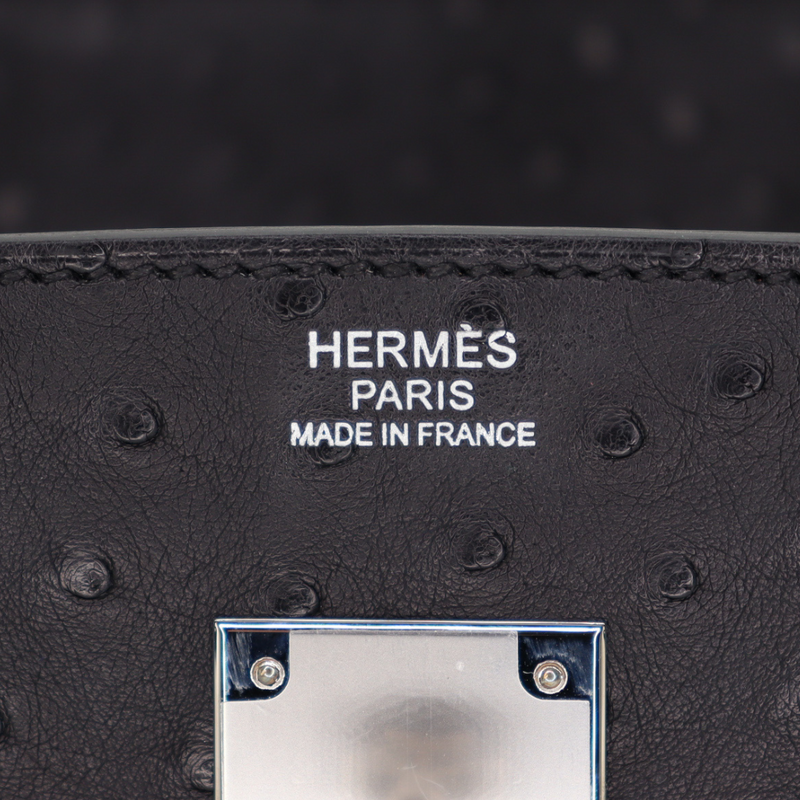 Hermès 30cm Birkin Black Ostrich Palladium Hardware