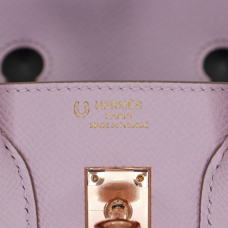 Hermès 25cm Birkin Sellier HSS Mauve Pale/Gris Perle Epsom Leather Rose Gold Hardware