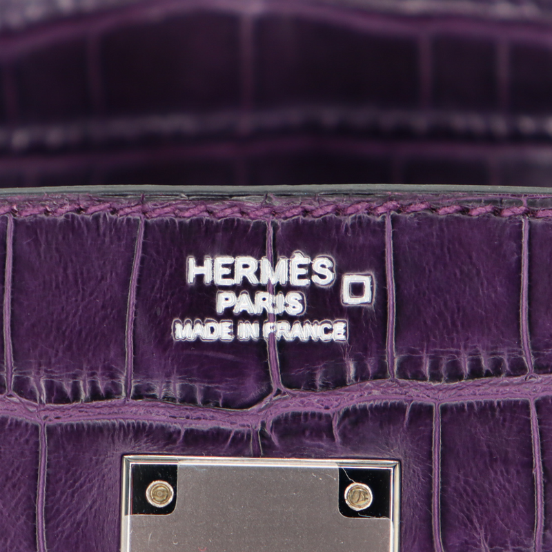 Hermès 30cm Birkin Amethyst Matte Alligator Palladium Hardware