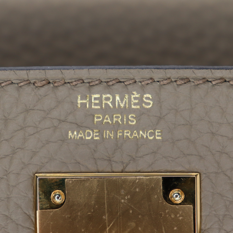 Hermès 28cm Kelly Retourne Beige Marfa Clemence Leather Gold Hardware