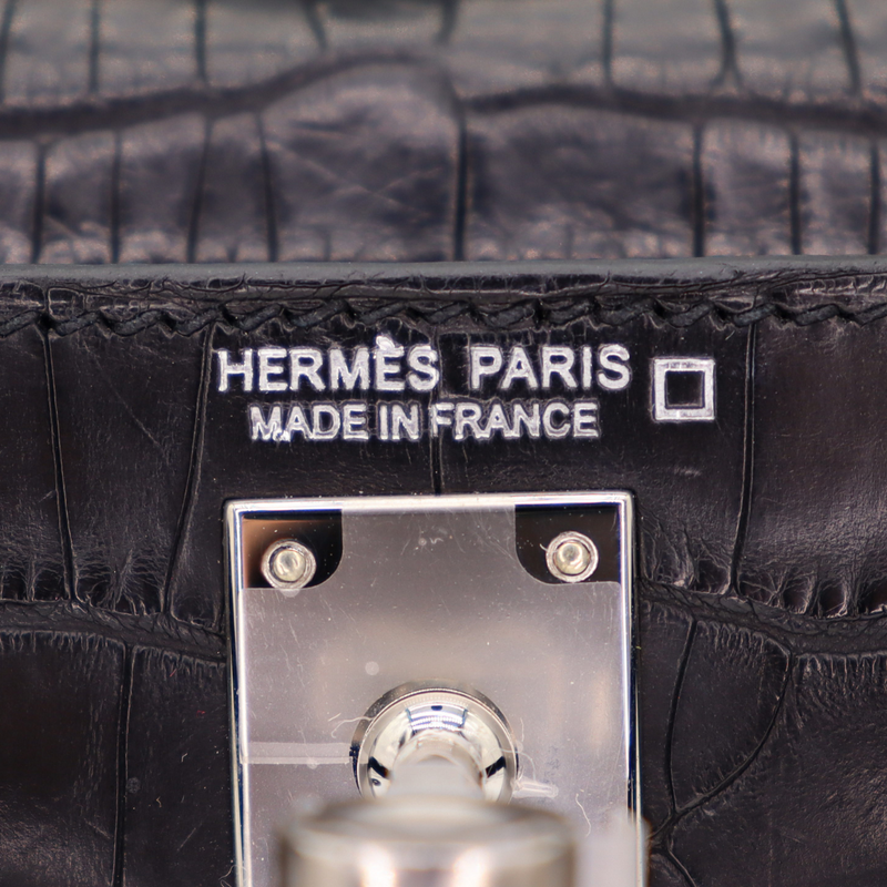 Hermès Mini Kelly II Black Matte Alligator Palladium Hardware