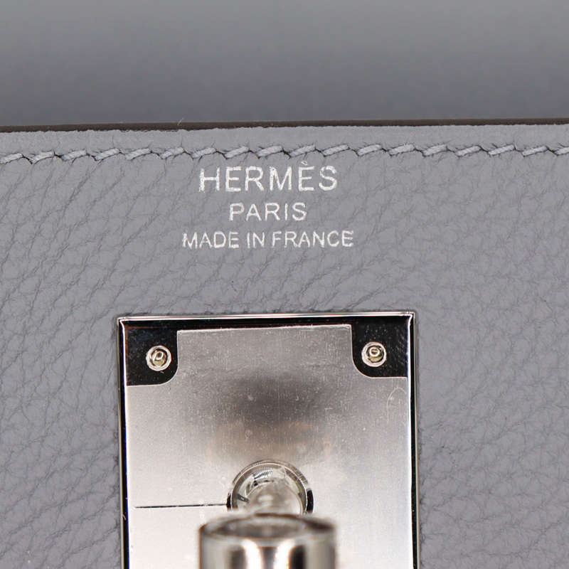 Hermès 28cm Kelly Retourne Gris Pantin Togo Leather Palladium Hardware