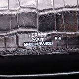 Hermès Kelly Pochette Black Matte Niloticus Crocodile Palladium Hardware