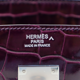 Hermès 30cm Birkin Amethyst Shiny Porosus Crocodile Palladium Hardware