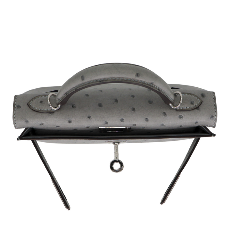 Hermès Kelly II Sellier Mini Bleu Glacier Ostrich Palladium Hardware