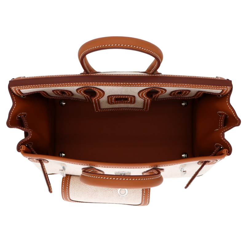 Hermès 25cm Birkin Cargo Ecru/Gold Canvas/Swift Leather Palladium Hardware