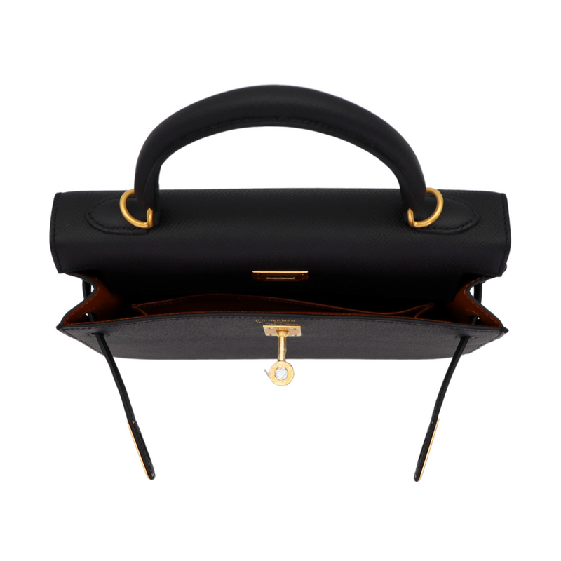 Hermès 25cm Kelly Sellier HSS Black/Gold Epsom Leather Brushed Gold Hardware