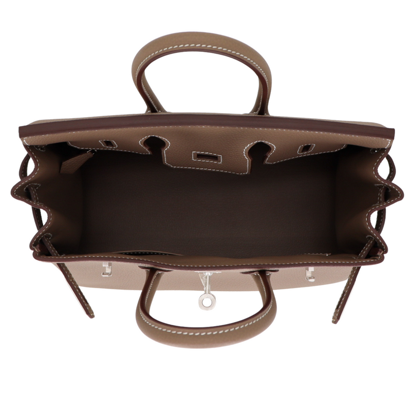 Hermès 25cm Birkin Etoupe Togo Leather Brushed Palladium Hardware