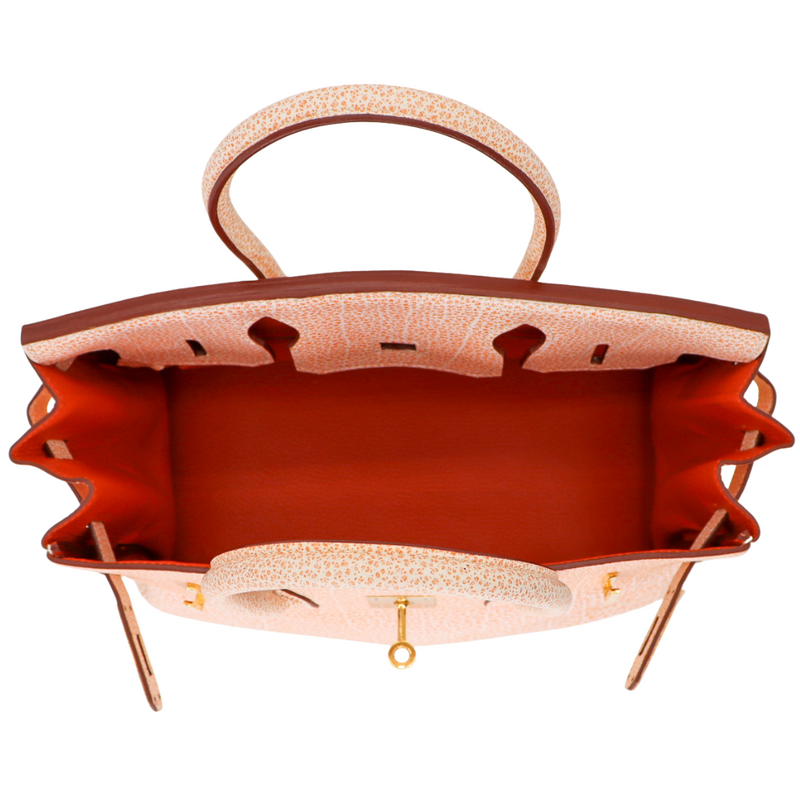 Hermès 30cm Birkin Orange Dalmatian Buffalo Leather Gold Hardware