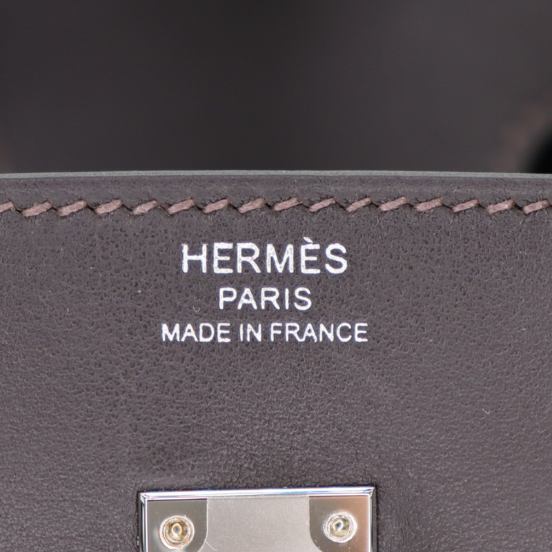 Hermès 25cm Birkin Go Team Ebene Swift/Feutre Palladium Hardware