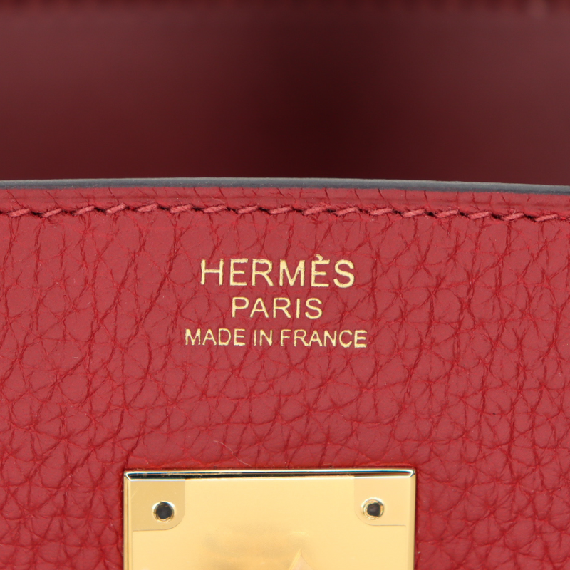 Hermès 30cm Birkin Touch Rouge H Clemence Sombrero Leather Gold Hardware