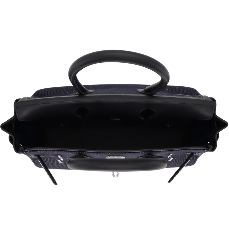 Hermès 29cm Birkin Shoulder Denim/Black Swift Leather Palladium Hardware