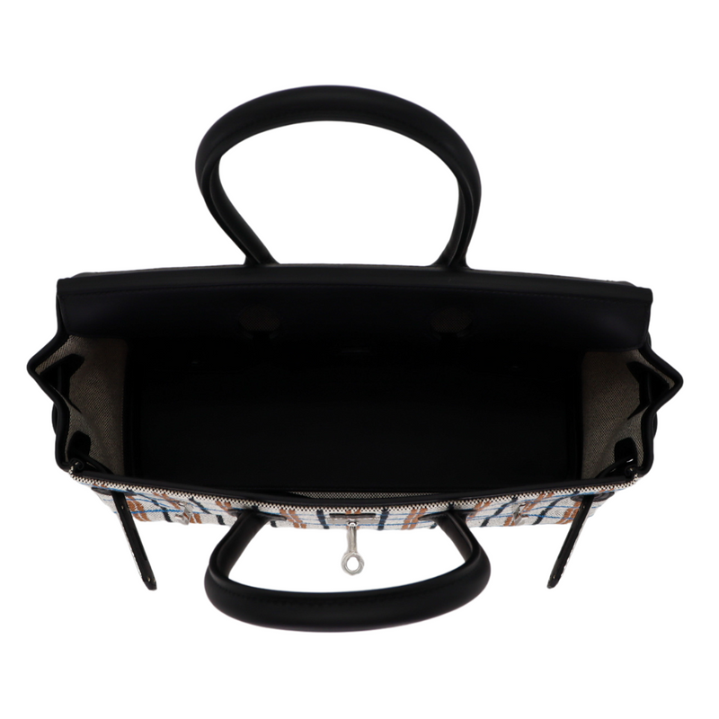 Hermès 29cm Birkin Shoulder Embroidered Canvas/Swift Ecru Leather Palladium Hardware