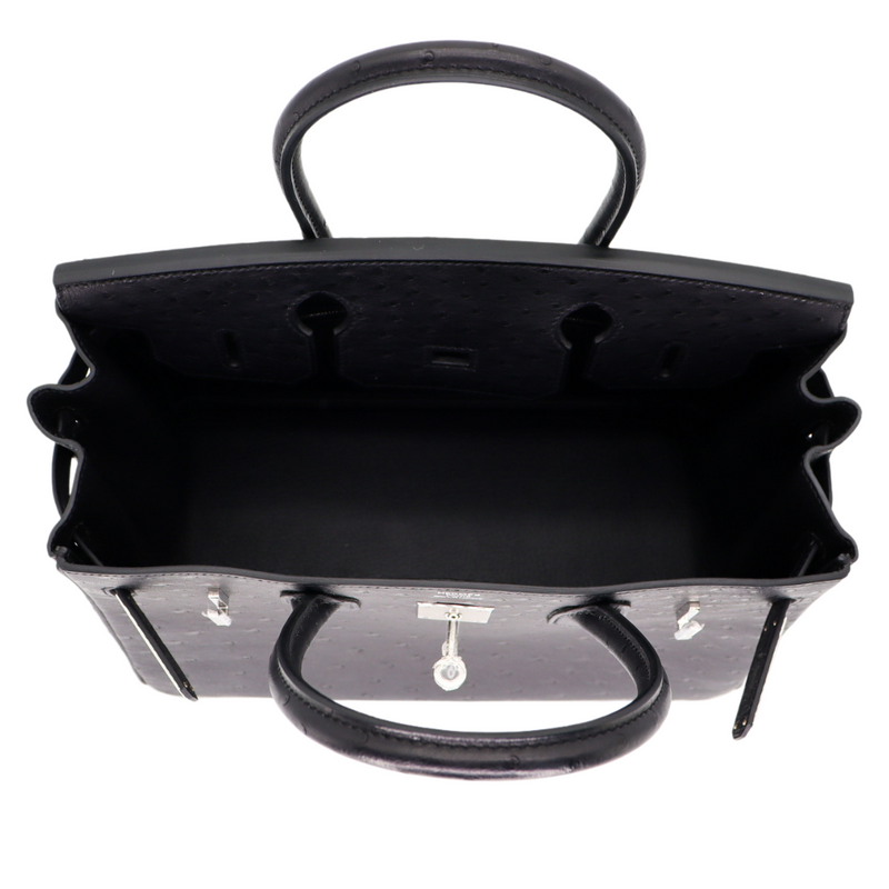 Hermès 30cm Birkin Black Ostrich Palladium Hardware