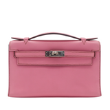 Hermès Kelly Pochette Bubblegum Swift Leather Palladium Hardware