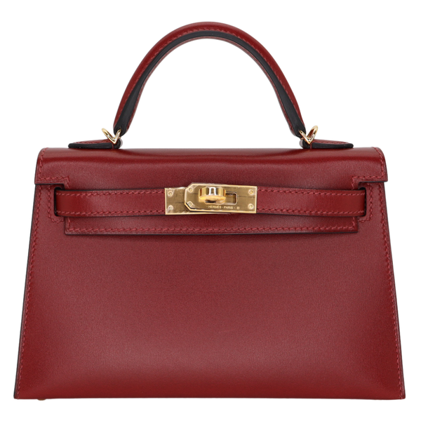 Hermès Kelly II Sellier Mini Rouge H Box Calf Leather Gold Hardware