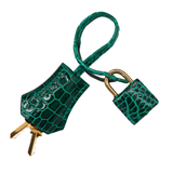 Hermès 25cm Birkin Emerald Shiny Porosus Crocodile Gold Hardware