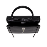 Hermès 25cm Kelly Sellier Black Shiny Porosus Crocodile Diamond Hardware