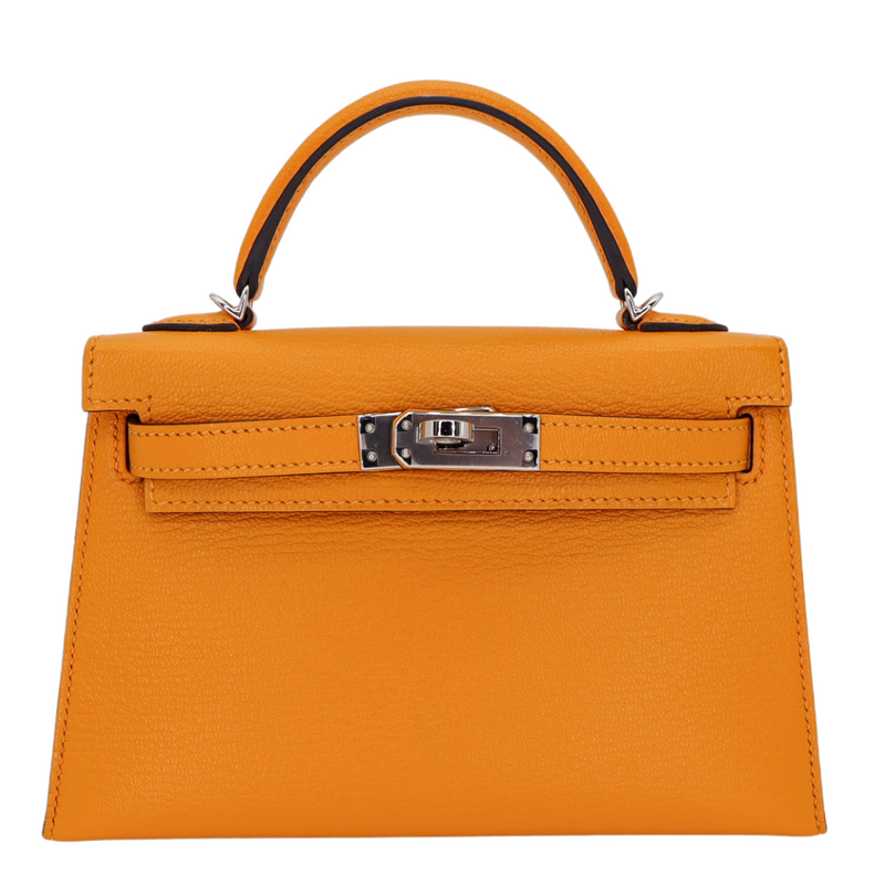 Hermès Mini Kelly II Sellier Moutarde Chèvre Palladium Hardware