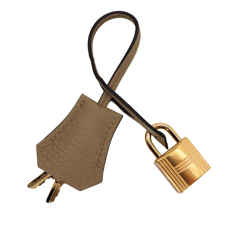 Hermès 28cm Kelly Retourne Beige Marfa Clemence Leather Gold Hardware