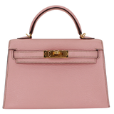 Hermès Kelly II Sellier Mini HSS Rose Sakura Chèvre Leather Gold Hardware